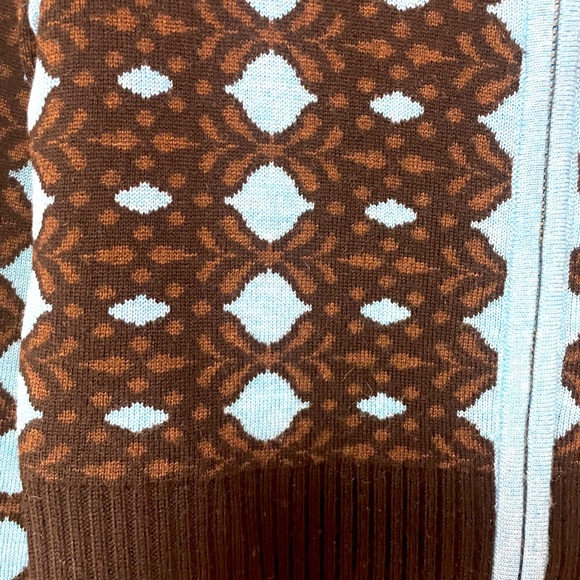 Neve Blue Brown Black Wool Full  Zip Sweater Sz S - Picture 7 of 7